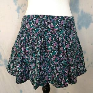 Aeropostale corduroy flower flare mini skirt sz SP